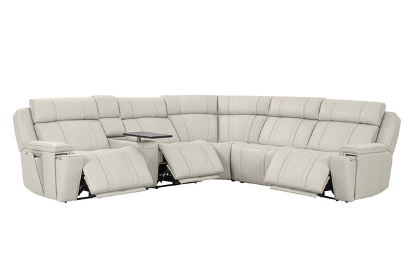 Sausalito - 6 Piece Modular Zero Gravity Power Reclining Sectional With Power Adjustable Headrests - Platinum Envy