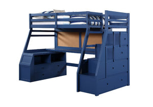 Jason II - Loft Bed Navy Blue Twin