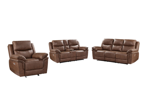 Ryland - Reclining Sofa Set Light Brown 3 Pc. Power Reclining Sofa, Loveseat, Recliner