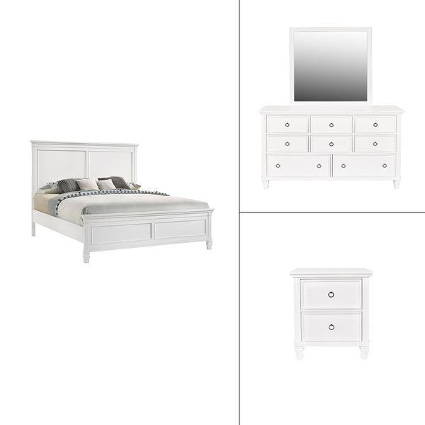 Tamarack - Bedroom Set White 4 Pc. Bed, Dresser, Mirror, Nightstand Queen