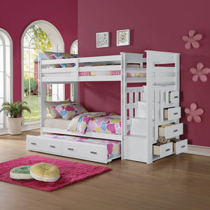 Allentown - Bunk Bed w/Storage Ladder & Trundle White Twin over Twin