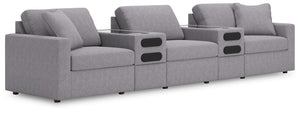 Modmax - Granite - Sectional Gray 5 Pc. Sectional With Audio Consoles