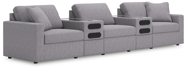 Modmax - Granite - Sectional Gray 5 Pc. Sectional With Audio Consoles