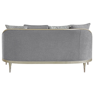 Fernando - Loveseat With 4 Pillows - Gray Chenille & Champagne