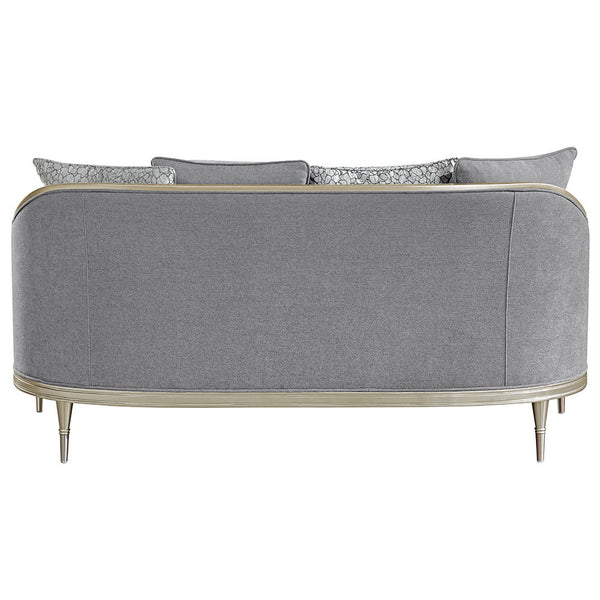 Fernando - Loveseat With 4 Pillows - Gray Chenille & Champagne