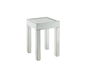 Noralie - 16" Square End Table With Glass Top - Mirrored & Faux Diamonds