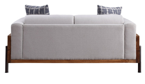 Pelton - Loveseat With 2 Pillows - Fabric & Walnut