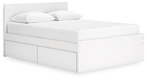 Onita - Panel Platform Bed White Queen 1 Side Storage
