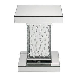 Nysa - 20" End Table - Mirrored & Faux Crystals