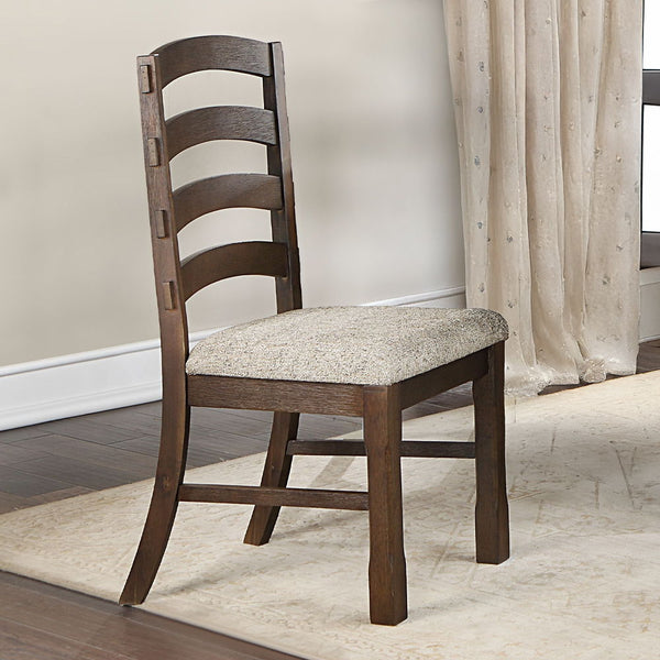 Pascaline - Side Chair (Set of 2) - Gray Fabric, Rustic Brown & Oak