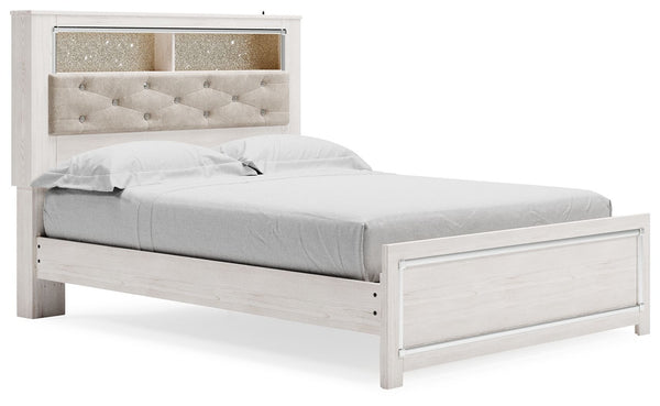 Altyra - White - Queen Panel Bookcase Bed With Roll Slats