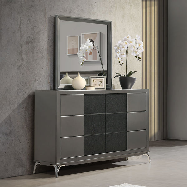 Nocturne - Dresser & Mirror - Dark Gray