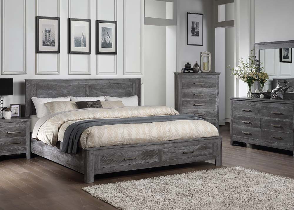 Vidalia - Bed w/Storage Rustic Gray Oak