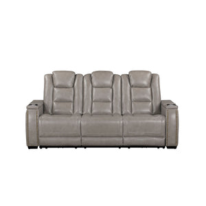 Breckenridge II - Sofa With Power Headrest & Footrest - Light - Gray