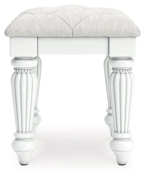 Kozlani - Vanity Upholstered Stool - White