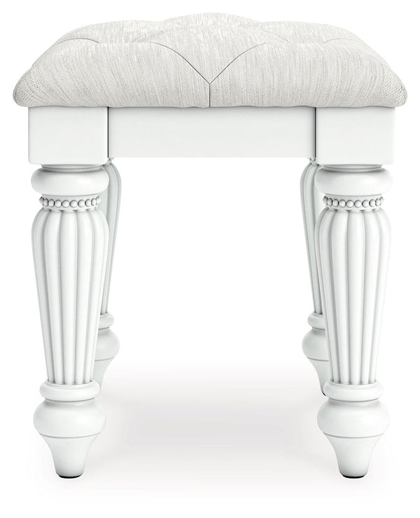 Kozlani - Vanity Upholstered Stool - White