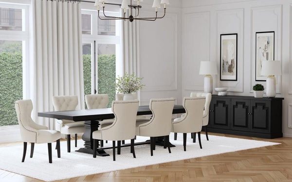 Florence - 126" Extension Dining Table Set Beige 9 Pc. Table. 8 Chairs