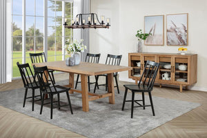 Middleton - Extension Leaf Dining Set Light Brown 7 Pc. Table, 6 Black Chairs