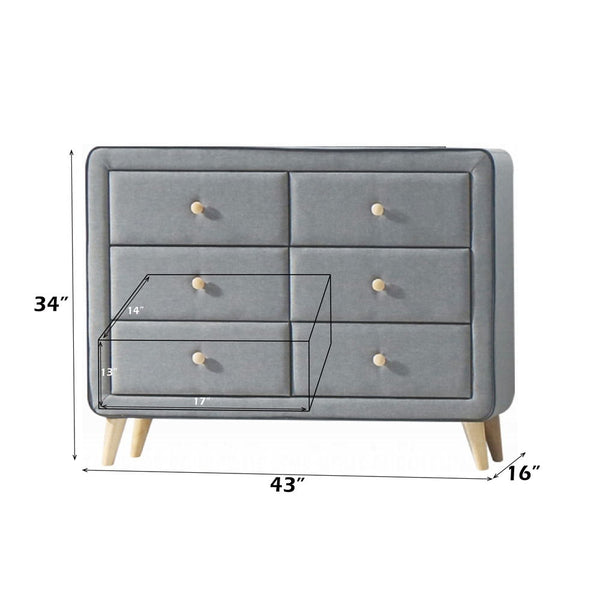 Valda - Dresser - Light Gray Fabric