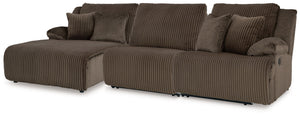 Top Tier - Reclining Sectional Dark Brown 3 Pc. Left Arm Facing Press Back Chaise Reclining Sectional