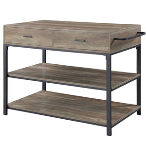Macaria - 36" Kitchen Island - Rustic Oak & Black