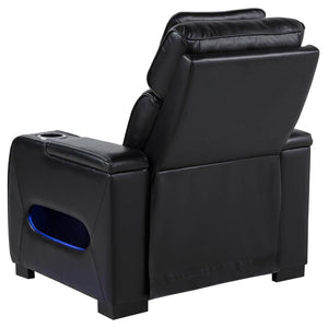 Zuma - Faux Leather Upholstered Dual Power LED Recliner - Black