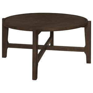 Cota - Round Solid Wood Coffee Table - Dark Brown