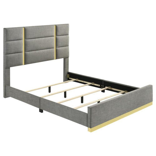 Ines - Fabric Upholstered Panel Bed Gray Queen