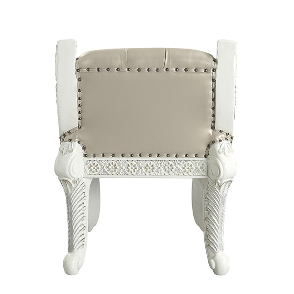 Vanaheim - Vanity Stool - Beige Synthetic Leather & Antique White