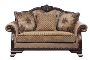 Chateau De Ville - Loveseat With 3 Pillows (Same Lv01589) - Fabric & Espresso