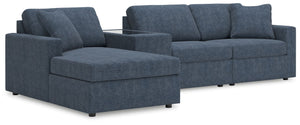 Modmax - Ink - Sectional Blue 4 Pc. Sectional With Laf Corner Chaise And Storage Console