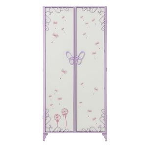 Priya II - Wardrobe - White & Light Synthetic Leather Rple