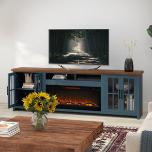 Nantucket - 97" Fireplace TV Stand - Blue Denim / Whiskey