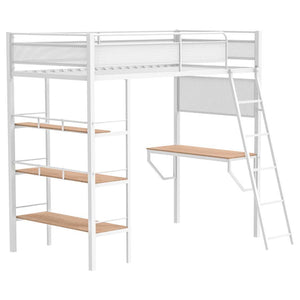 Campus - 3-Shelf Metal Twin Workstation Loft Bed White Twin