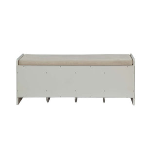 Berci - Bench With Storage - Beige Fabric & White
