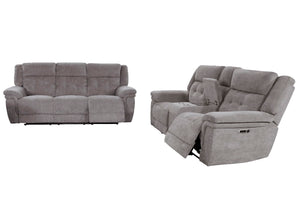 Richland - Power Reclining Sofa Set Bristol Grey 2 Pc. Sofa, Loveseat