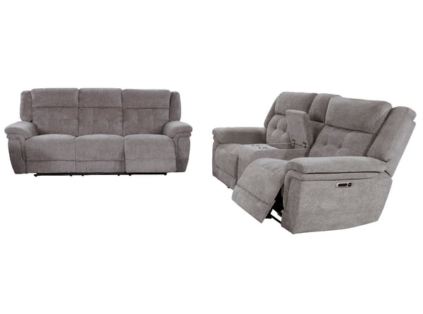 Richland - Power Reclining Sofa Set Bristol Grey 2 Pc. Sofa, Loveseat