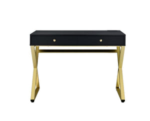 Coleen - Writing Desk With USB (Same Ac00894) - Black & Brass