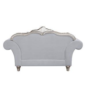 Pelumi - Loveseat With 5 Pillows - Light Gray Linen & Platinum