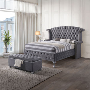 Rebekah - Bench With Storage - Gray Fabric
