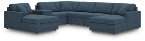 Modmax - Ink - Sectional Blue 7 Pc. Sectional With Laf And Raf Corner Chaises And With Storage Console