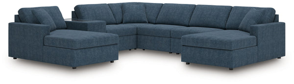 Modmax - Ink - Sectional Blue 7 Pc. Sectional With Laf And Raf Corner Chaises And With Storage Console
