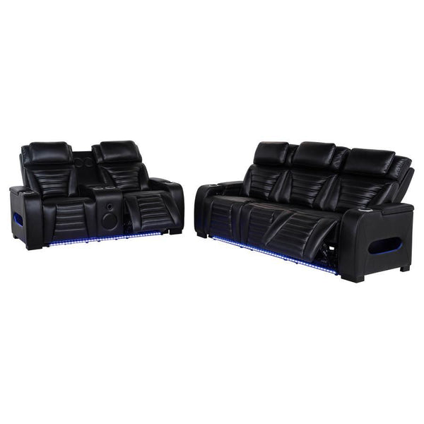 Zuma - Faux Leather Dual Power LED Sofa Set