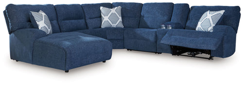 Acklen Place - Reclining Sectional Blue 6 Pc. Power Reclining Sectional With LAF Power Reclining Back Chaise
