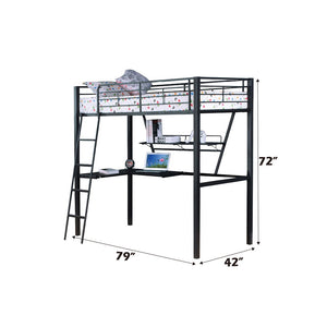 Senon - Twin Loft Bed With Desk - Silver & Black