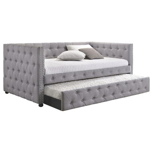 Mockern - Upholstered Twin Daybed With Trundle - Gray