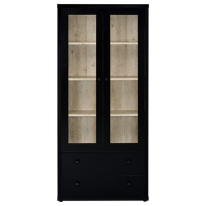 Hawthorne - 4-Shelf Glass Door Tall Cabinet With Drawers