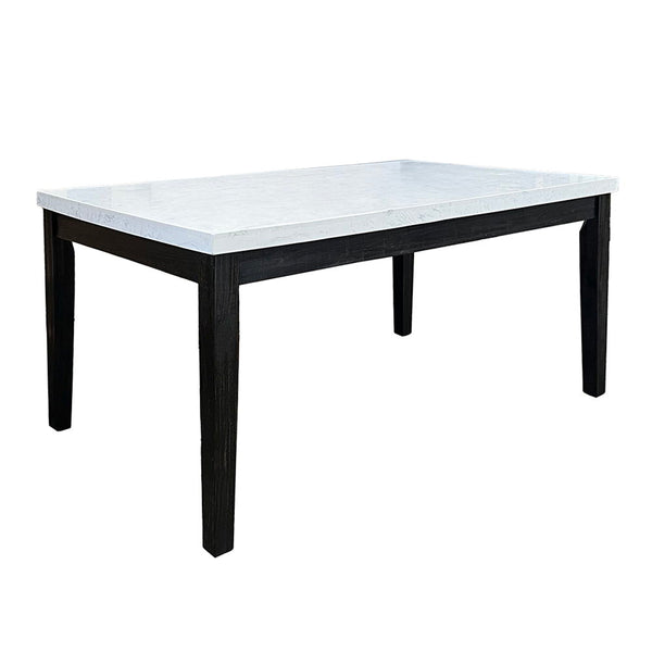 Nolan - Dining Table - White Natural Marble Top & Salvage Dark Oak