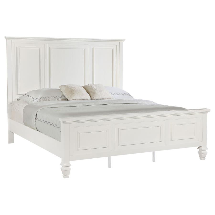 Sandy Beach - 63" Panel Bed with High Headboard White