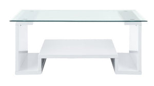 Nevaeh - Coffee Table - Clear Glass Top & White High Gloss